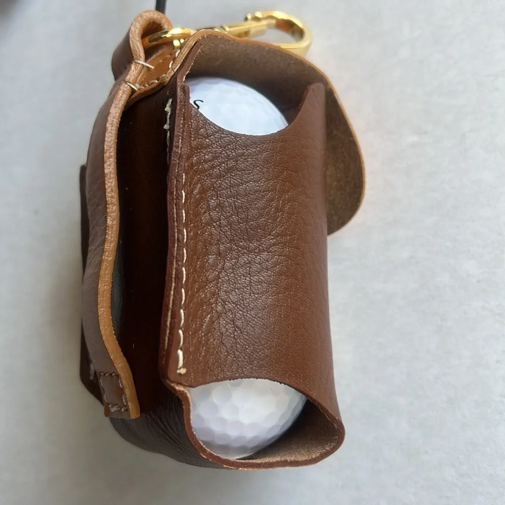 Italian Leather Golf Ball & Tee Holder with Belt or Golf Bag Attachments - Picture 4 of 9